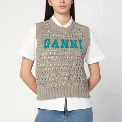 GANNI GANNI PERFORATED VEST WITH LOGO INLAY