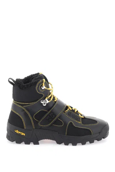 Ganni Performance Hiking Ankle Boots In Nero