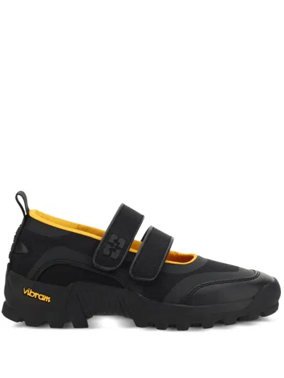 Ganni Performance Touch-strap Trainers In Black