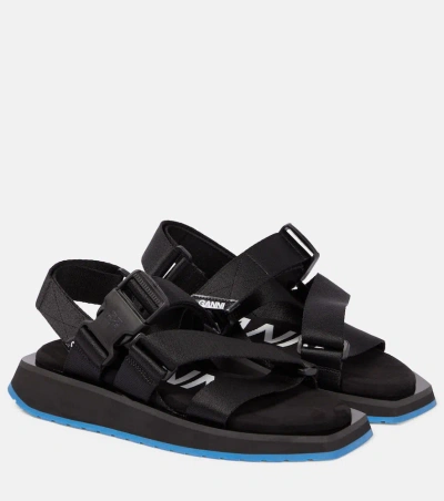 Ganni Performance Webbing Sandals In Black