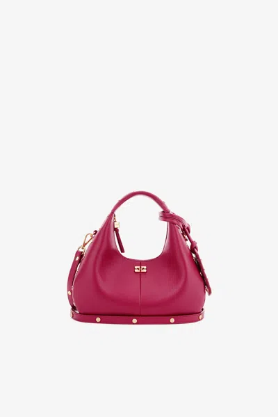 Ganni Persian Red Mini Hobo Bag Studs In