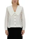 Ganni Shirt With Peter Pan Collar In White