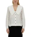 Ganni Shirt With Peter Pan Collar In White