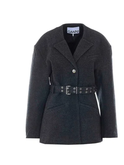 Ganni Phantom Grey Peacoat