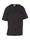 Ganni Crewneck Embroidered Phantom Heavy Short Sleeves Top In Black