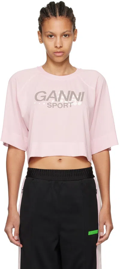 Ganni Pink Active Top In 273 Lilac Snow