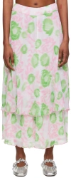 Ganni Floral-print Layered Midi Skirt In 545 Pink Tulle