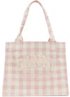 Ganni Pink & White Vichy Check Large Tote In Multi