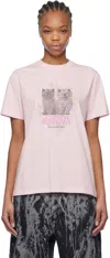 GANNI PINK BASIC JERSEY LEOPARD RELAXED T-SHIRT