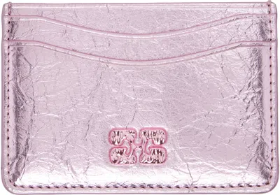 Ganni Pink Bou Metallic Card Holder