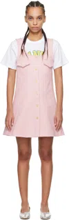 Ganni Pink Button-up Minidress In 868 Chalk Pink