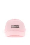 Ganni Baseball Cap With Logo Embroidery In Sweetlilac