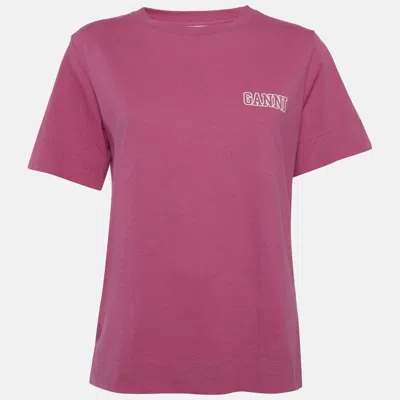 Pre-owned Ganni Pink Cotton Knit T-shirt S