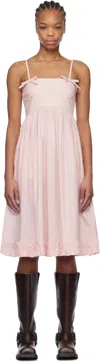Ganni Strappy Midi Poplin Dress In 868 Chalk Pink