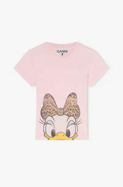 Ganni Pink Daisy Duck Baby Fit T-shirt - Size Xl Recycled Cotton