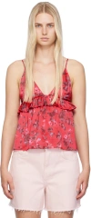 Ganni Pink Floral Camisole In 266 Raspberry Wine