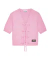 Ganni Womens V-neck Short-sleeves Wool-blend Cardigan Primrose Pink In Pink