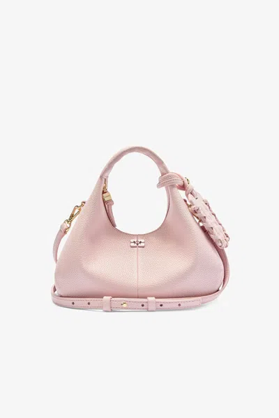 Ganni Pink Grained Mini Hobo Bag