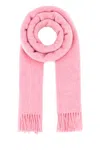 Ganni Soft Wool Scarf Fringed Edges In Pink