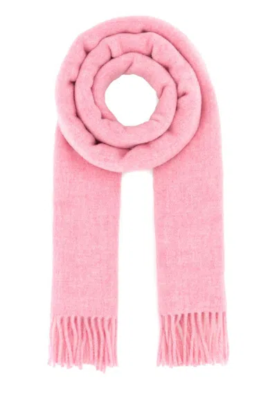 GANNI PINK LOGO PATCH SCARF