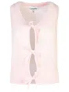 Ganni Bow-embellished Mohair-blend Vest In Pink