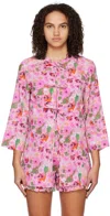 Ganni Open Tie Band Blouse In Sugar Plum In 393 Sugar Plum