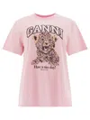 Ganni Crew Neck Graphic Print Relaxed Fit Tops