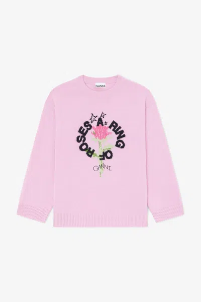 Ganni Pink Oversized Sweater