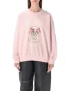 Ganni Multicolor Cotton Sweatshirt In Pink