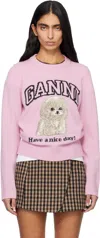 Ganni Women Graphic Sweater In Pink