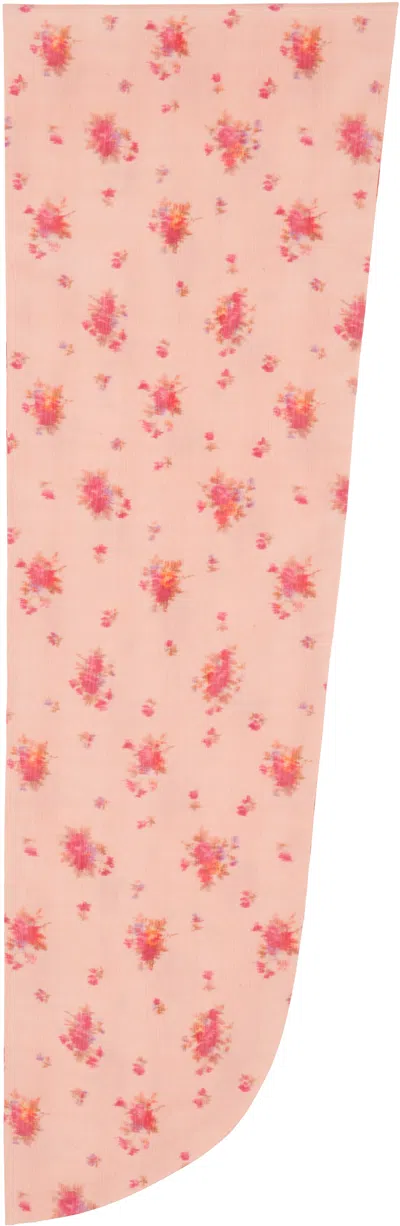 Ganni Pink Print Wrap Scarf In Multi