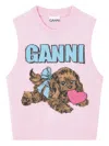 Ganni Puppy Wool-blend Crewneck Vest In Pink