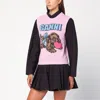 Ganni Sleeveless Knit Top Graphic Print In Multi