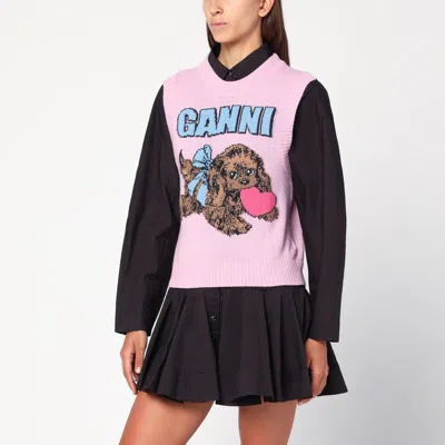 GANNI GANNI  PINK PUPPY WOOL-BLEND VEST