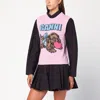 Ganni Puppy Wool-blend Crewneck Vest In Pink