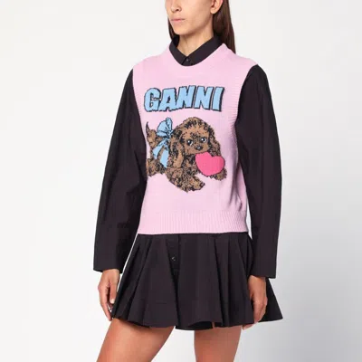 GANNI GANNI PINK PUPPY WOOL-BLEND VEST WOMEN