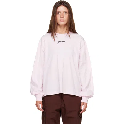 Ganni Pink Qixi Print Longsleeve Future Jersey T-shirt In White