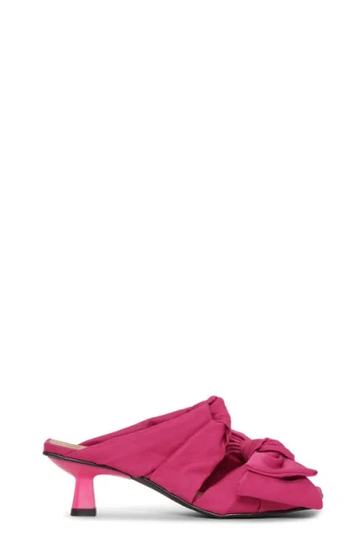 Ganni Pink Soft Kitten Heel Bow Mules Women's Size 2 Polyester/recycled Polyester