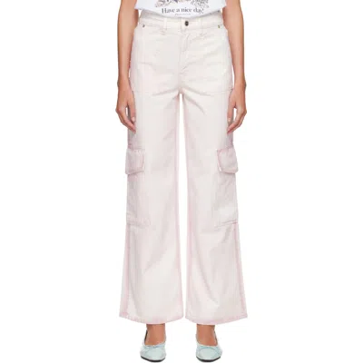 Ganni Pink Spray Angi Cargo Jeans In Metallic