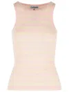 Ganni Pink Stretch Cotton Tank Top Women In Pink