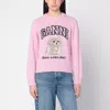 Ganni Womens Chalk Pink Poodle Logo-motif Wool-blend Knit Jumper Xs In Pink
