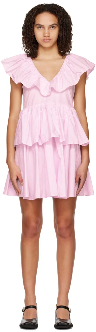 GANNI PINK TIERED MINIDRESS
