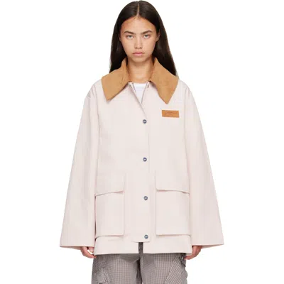 Ganni Pink Twill Jacket In 065 Primrose Pink