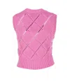 Ganni Pink Vest With Logo In Pink