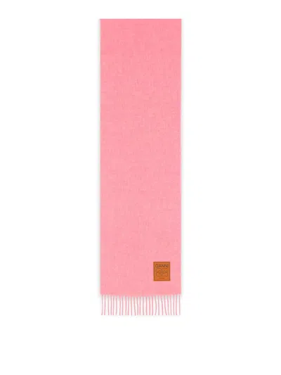 Ganni Pink Virgin Wool Scarf