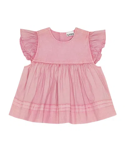 Ganni Kids' Pink Washed Cotton Top
