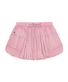 Ganni Bubble Flared Cotton Skirt With Drawstring Waist In Pink