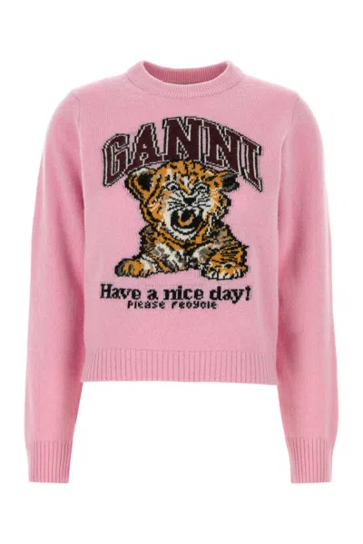 Ganni Pink Wool Blend Sweater