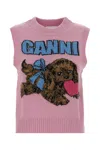 Ganni Womens Chalk Pink Puppy Round-neck Wool-blend Vest In Pink