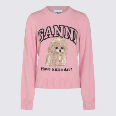 GANNI GANNI PINK WOOL KNITWEAR